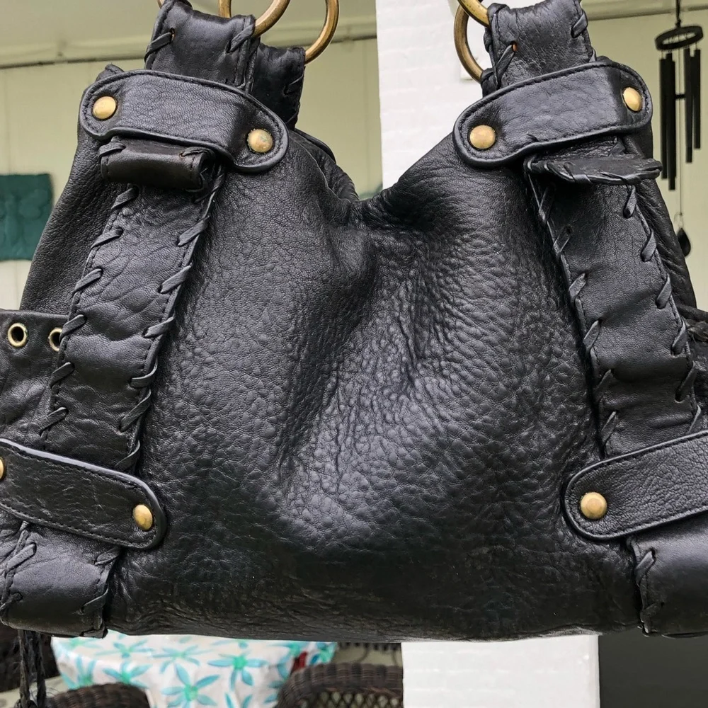 SOLD Kooba Black Pebbled Leather Hobo Bag Purse - Picture 3 of 14